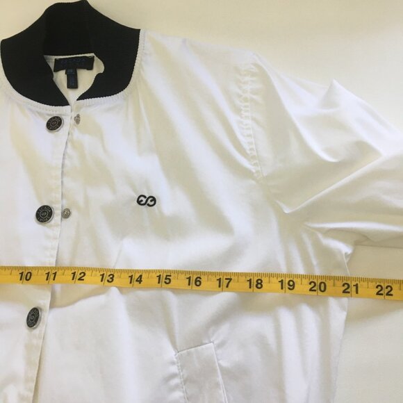 Escada Sport Bomber Jacket Womens Size 36 White Black Collar Balloon Sleeve - Picture 13 of 16